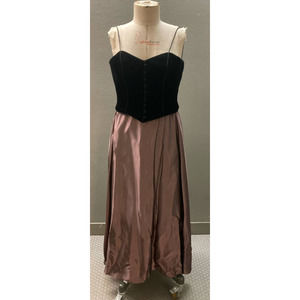 Velvet Corset Top Dress with Brown Satin Bottom